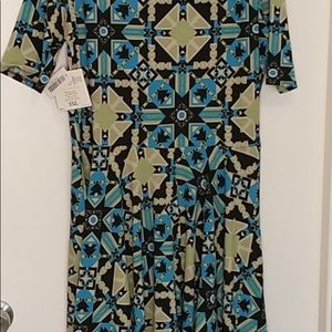 Lularoe blue green black geometric print nicole